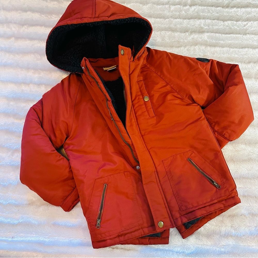 Brooklyn Boys Orange Hooded Jacket Size 7